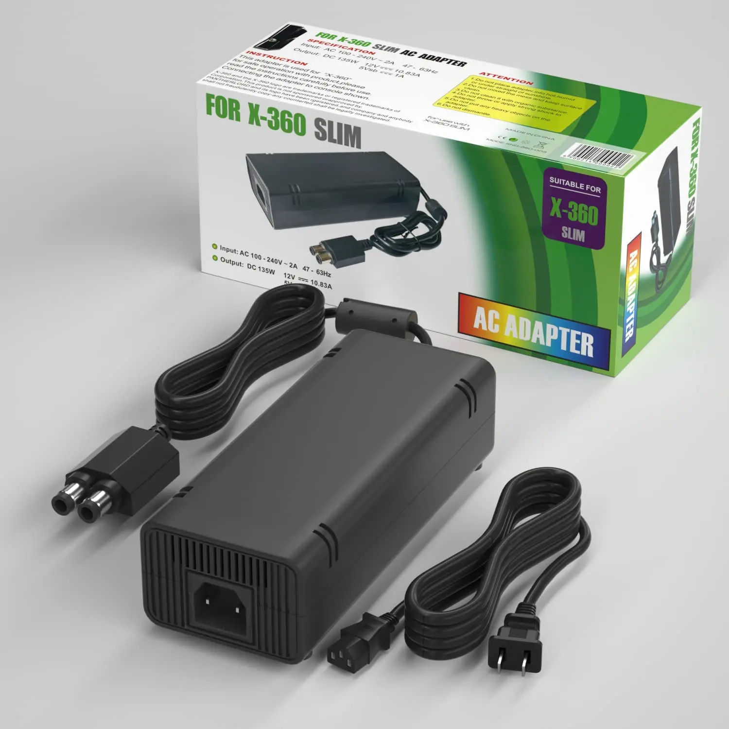 Power Supply Cord AC Adapter Power Brick Replacement Charger for Xbox 360 Slim 360s with Cable Auto Voltage 100-240V, Black
Power Supply Cord AC Adapter Power Brick Replacement Charger for Xbox 360 Slim 360s with Cable Auto Voltage 100-240V, Black