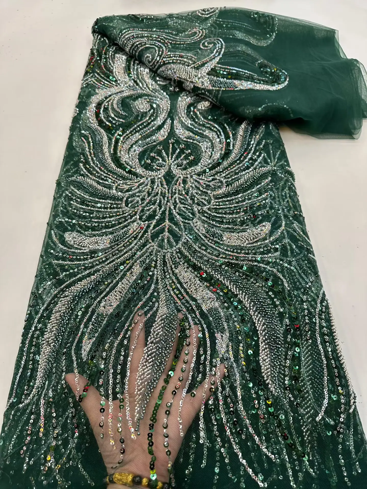 2025 Green Beaded Lace Fabric African Luxury Fabric 5 Yards Gold Beaded Lace Fabric Nigerian Sequins For Wedding Party Dress
2025 Green Beaded Lace Fabric African Luxury Fabric 5 Yards Gold Beaded Lace Fabric Nigerian Sequins For Wedding Party Dress