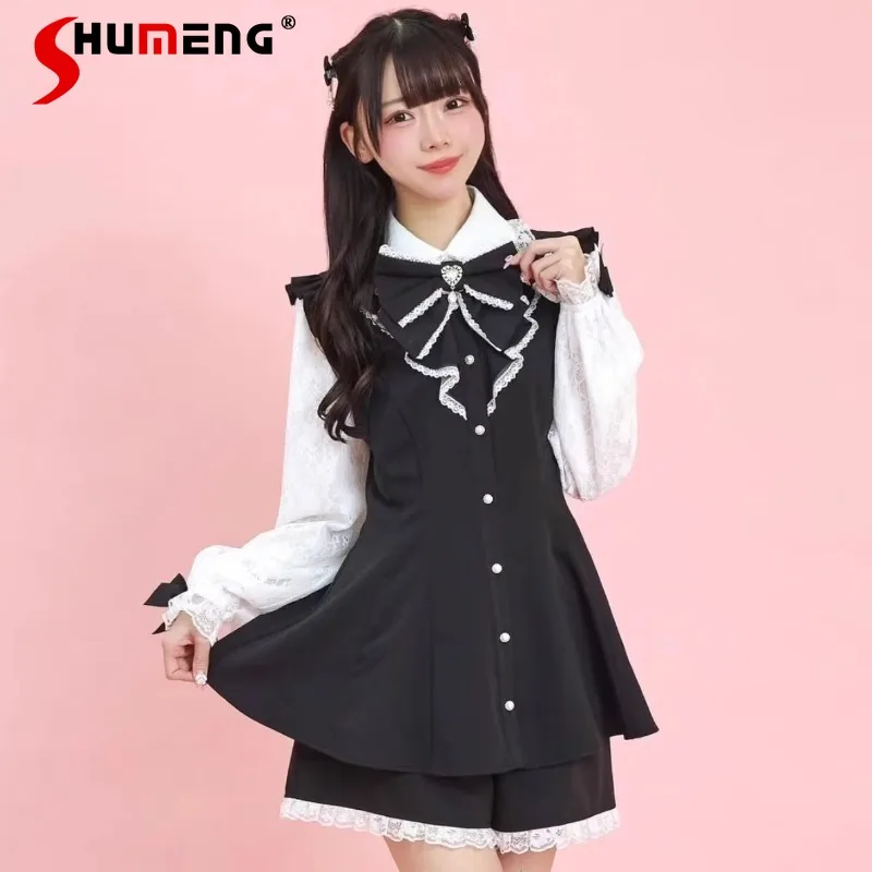 Spring New Japanese Rojita Set SC Big Bow Y2k Thin Suit Mass Production Top Blouse Short Pants Two Pieces Set Women's Outfits 
Spring New Japanese Rojita Set SC Big Bow Y2k Thin Suit Mass Production Top Blouse Short Pants Two Pieces Set Women's Outfits