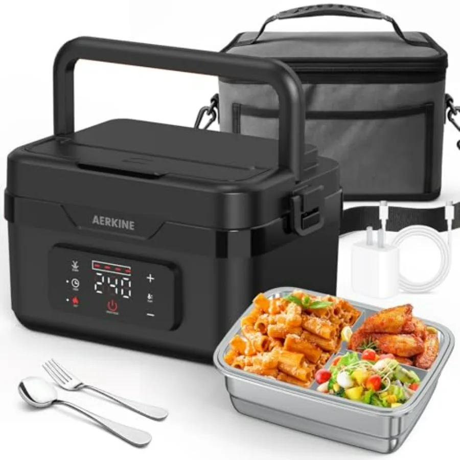 Электрический ланч-бокс с подогревом, 75 Вт, перезаряжаемый, из нержавеющей стали, для подогрева еды, 6,3 стакана (1,5 л), черный контейнер для офиса и пикника
Электрический ланч-бокс с подогревом, 75 Вт, перезаряжаемый, из нержавеющей стали, для подогрева еды, 6,3 стакана (1,5 л), черный контейнер для офиса и пикника