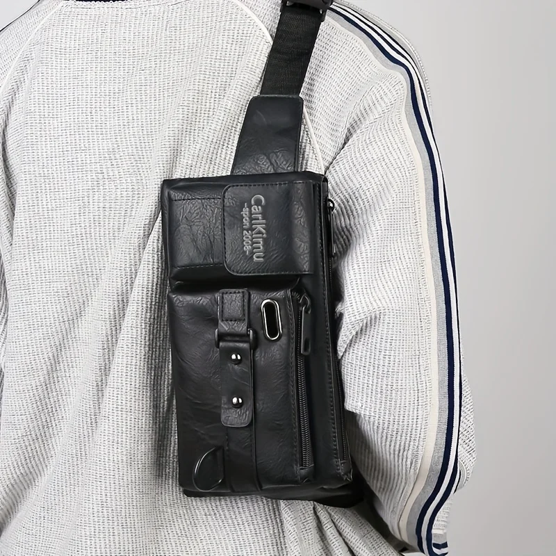 Men's Vintage Leather Sling Bag, Multi Pocket Crossbody Chest Pack with Adjustable Strap, Casual for Daily Outdoor Use Phone Bag
Men's Vintage Leather Sling Bag, Multi Pocket Crossbody Chest Pack with Adjustable Strap, Casual for Daily Outdoor Use Phone Bag