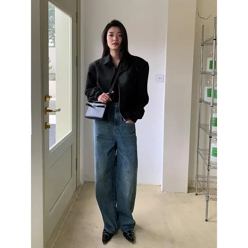 Leather Jackets Coat Women Elegant Pure Solid Lapel Simple Ladies Fashion Autumn Winter Basic Front Pocket Elastic Hem Zipper
Leather Jackets Coat Women Elegant Pure Solid Lapel Simple Ladies Fashion Autumn Winter Basic Front Pocket Elastic Hem Zipper