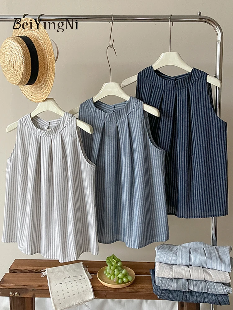 Beiyingni Women's Sleeveless Tank Tops Vintage Japanese Style Striped Leisure Streetwear O-neck Vest Female Loose Camis Blusas
Beiyingni Women's Sleeveless Tank Tops Vintage Japanese Style Striped Leisure Streetwear O-neck Vest Female Loose Camis Blusas