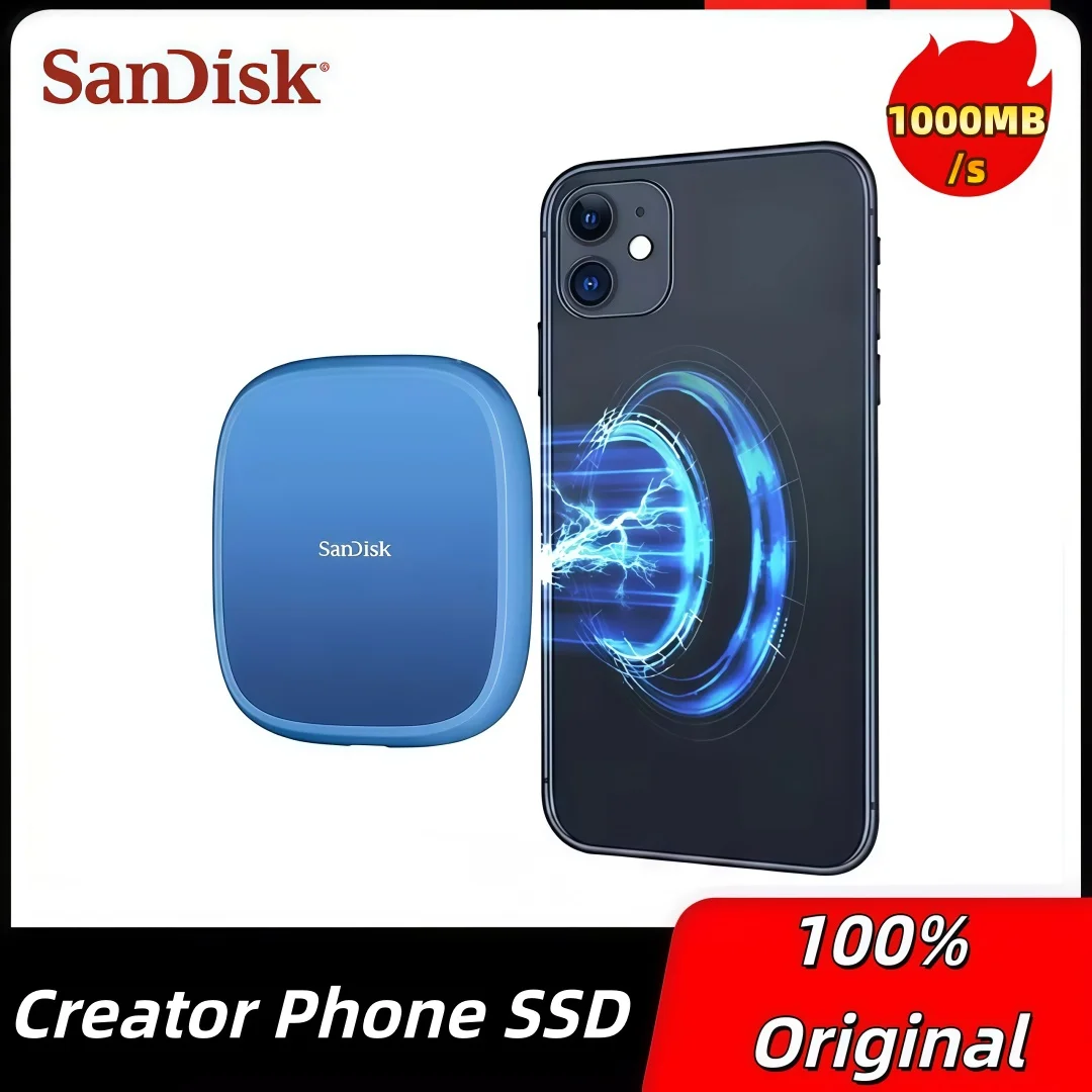 Original SanDisk 1TB/2TB Creator Phone SSD USB 3.2 Gen 2 Type-C Portable Solid State Drive up to 1000MB/s For Mobile Phone
Original SanDisk 1TB/2TB Creator Phone SSD USB 3.2 Gen 2 Type-C Portable Solid State Drive up to 1000MB/s For Mobile Phone