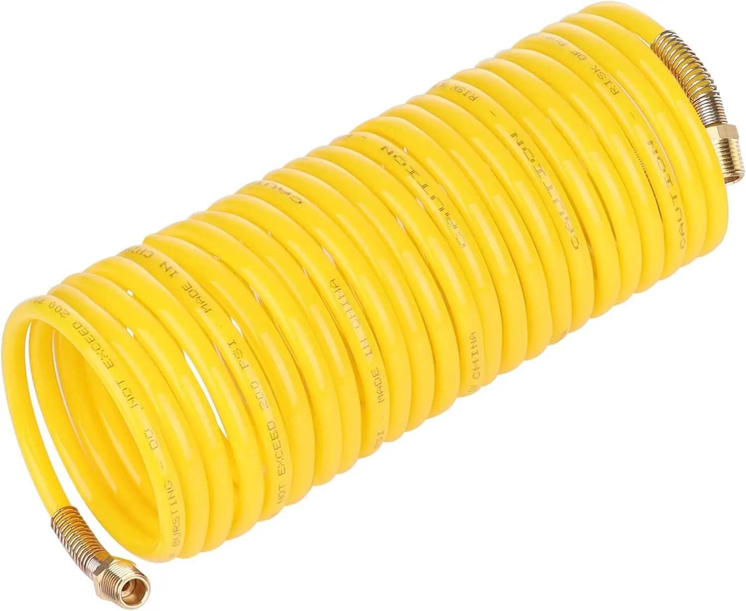 25 Ft Recoil Nylon Air Hose, 1/4 Inch Brass Fittings, Lightweight Yellow Compressor Accessory
25 Ft Recoil Nylon Air Hose, 1/4 Inch Brass Fittings, Lightweight Yellow Compressor Accessory