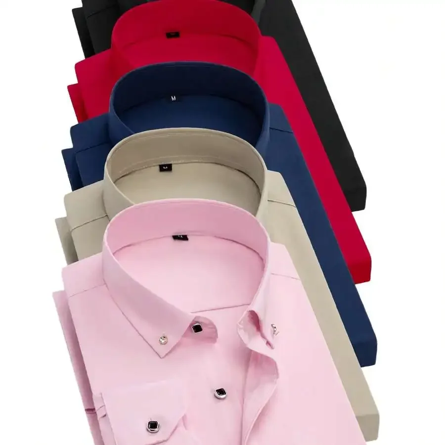 5pcs Mens Long Sleeve Solid Color Dress Shirts With Rhinestone Buttons Wrinkle Resistant Breathable Regular Fit
5pcs Mens Long Sleeve Solid Color Dress Shirts With Rhinestone Buttons Wrinkle Resistant Breathable Regular Fit