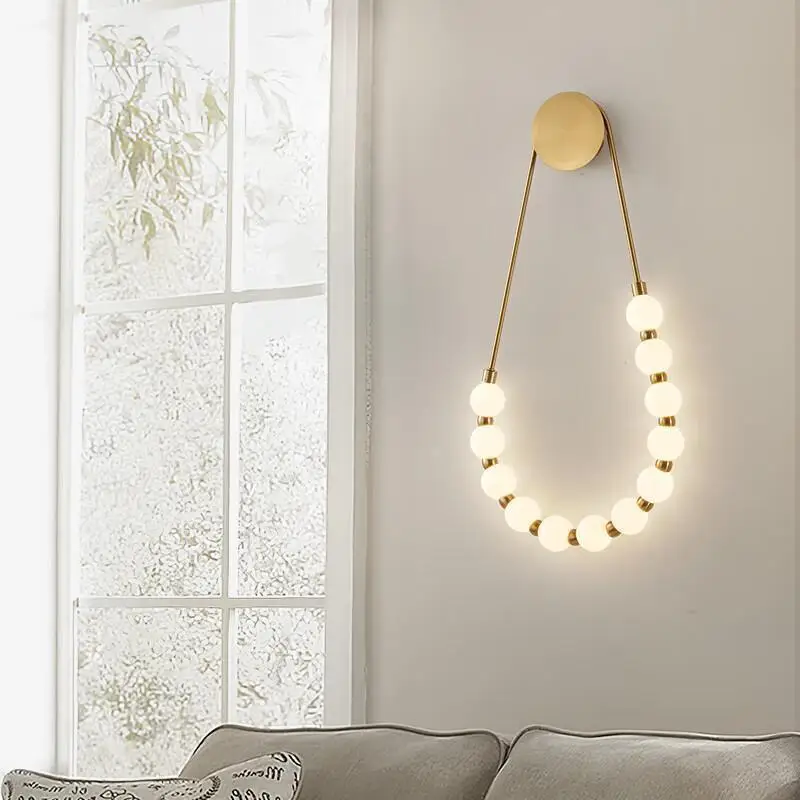 Nordic modern minimalist creative designer pearl necklace bedside wall lamp Internet celebrity cream style living room backgroun
Nordic modern minimalist creative designer pearl necklace bedside wall lamp Internet celebrity cream style living room backgroun