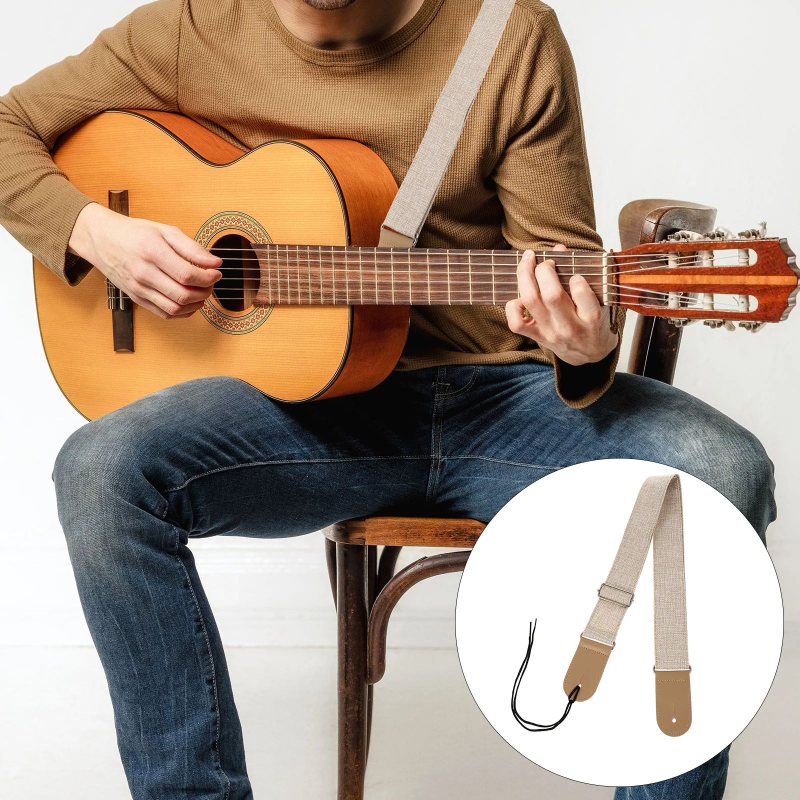 Adjustable Cotton Linen Leather Guitar Strap Suitable For Most Guitars Including Acoustic Electric And Ukulele
Adjustable Cotton Linen Leather Guitar Strap Suitable For Most Guitars Including Acoustic Electric And Ukulele
