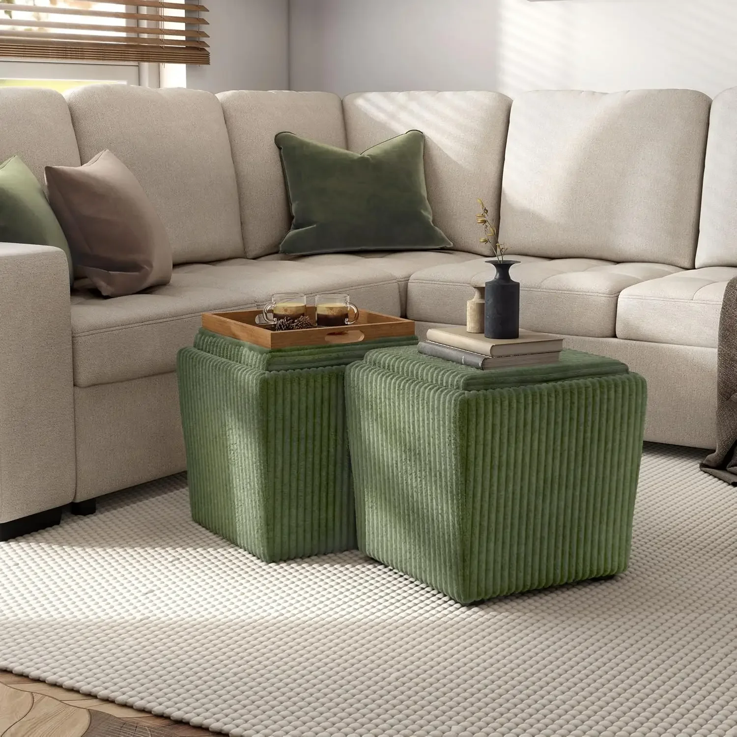 Reversible Tray Top 17 Inch Square Green Storage Ottoman Upholstered Footstool For Living Room Bedroom Entryway
Reversible Tray Top 17 Inch Square Green Storage Ottoman Upholstered Footstool For Living Room Bedroom Entryway