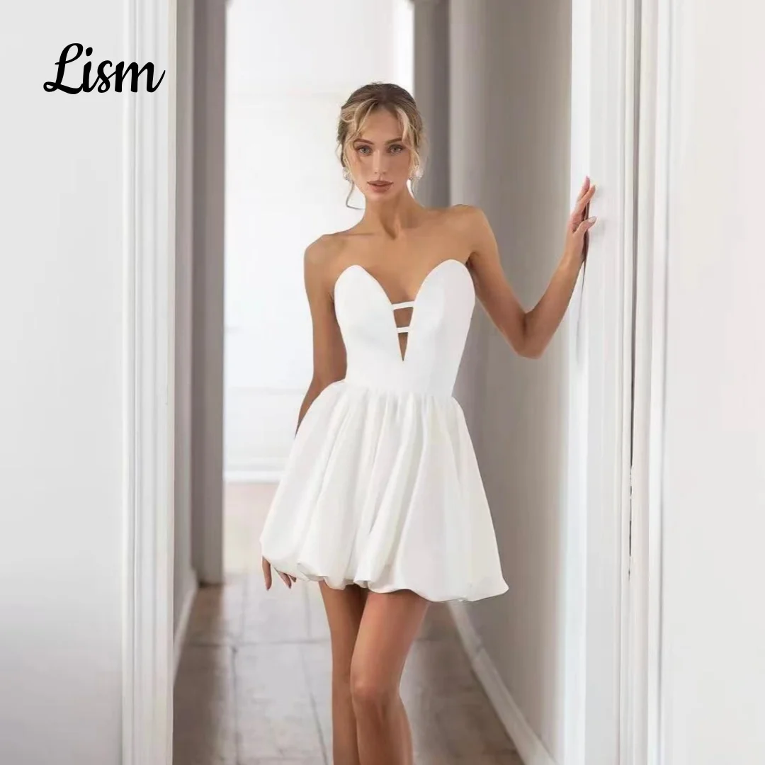 Lism Charming Short Wedding Dresses Strapless Zip Back Ivory Satin A-Line Mini Bridal Dress Bride Party Gown Customized 2026
Lism Charming Short Wedding Dresses Strapless Zip Back Ivory Satin A-Line Mini Bridal Dress Bride Party Gown Customized 2026