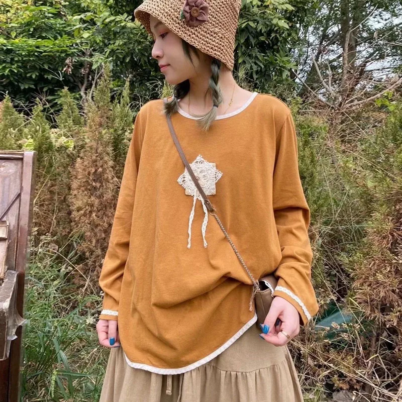 Johnature New Casual Patchwork Lace Women T-Shirts 2024 Spring Japanese All Match O-neck Pulloer Female T-Shirts
Johnature New Casual Patchwork Lace Women T-Shirts 2024 Spring Japanese All Match O-neck Pulloer Female T-Shirts