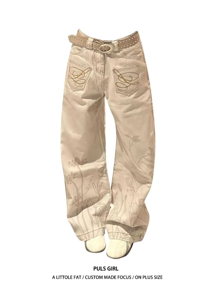 Large Size American Retro Washed Floral Print Wide Leg Jeans Women's New 2026 Pocket Embroidery Casual High Waist Pants
Large Size American Retro Washed Floral Print Wide Leg Jeans Women's New 2026 Pocket Embroidery Casual High Waist Pants