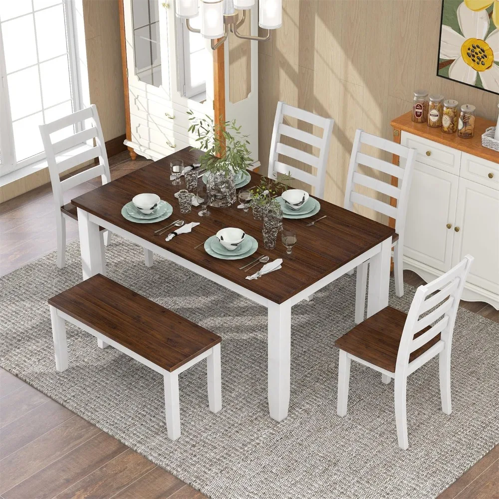 Dining Room Sets, 6Pcs Table Set with 4 Chairs and Bench, Solid Wood Set for Kichen, Dining Room, Dining Room Sets
Dining Room Sets, 6Pcs Table Set with 4 Chairs and Bench, Solid Wood Set for Kichen, Dining Room, Dining Room Sets