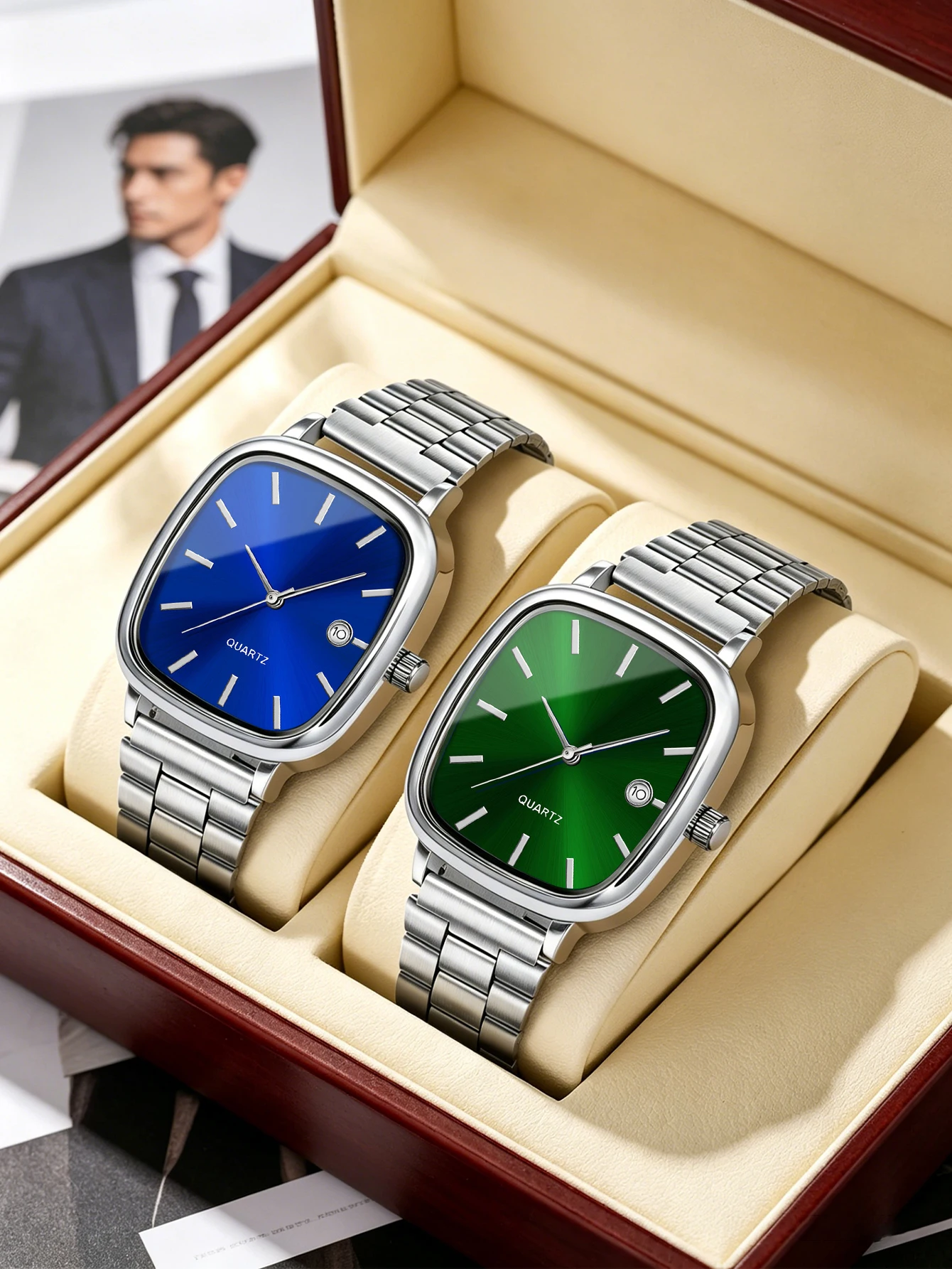 Men's Square Quartz Watch, Stainless Steel Band Casual Business Wristwatch for Men
Men's Square Quartz Watch, Stainless Steel Band Casual Business Wristwatch for Men