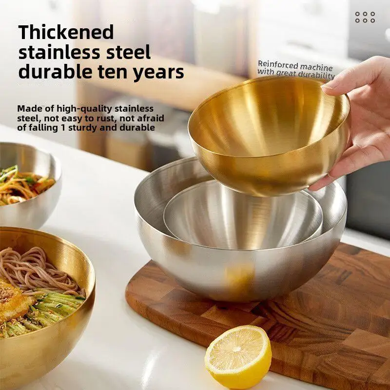 Extra Thick Stainless Steel Salad Bowl Instant Noodles Bowl Cold Noodles Bowl Golden Rice Bowl Snail Soup Bowl Dining Utensils
Extra Thick Stainless Steel Salad Bowl Instant Noodles Bowl Cold Noodles Bowl Golden Rice Bowl Snail Soup Bowl Dining Utensils