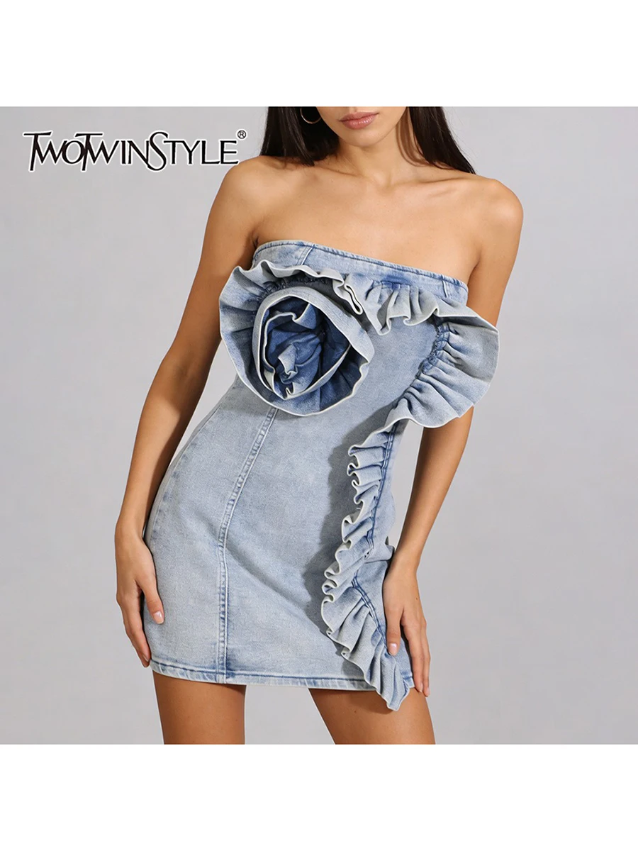 Модное мини-платье TWOTWINSTYLE с 3D-цветами, облегающее, без бретелек, без рукавов, с пэчворком и воланами, в стиле ковбойское платье для женщин
Модное мини-платье TWOTWINSTYLE с 3D-цветами, облегающее, без бретелек, без рукавов, с пэчворком и воланами, в стиле ковбойское платье для женщин