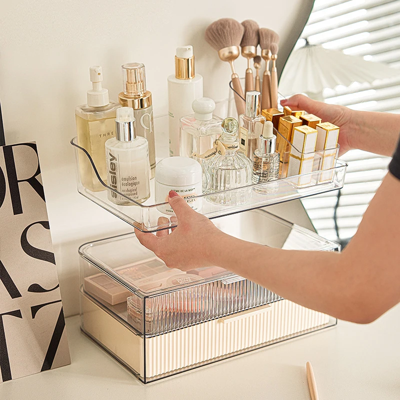 Drawer Type Cosmetic Storage Box, Double-Layer PET Dustproof Desktop Makeup Organizer, Large Capacity Household Plastic Storage
Drawer Type Cosmetic Storage Box, Double-Layer PET Dustproof Desktop Makeup Organizer, Large Capacity Household Plastic Storage