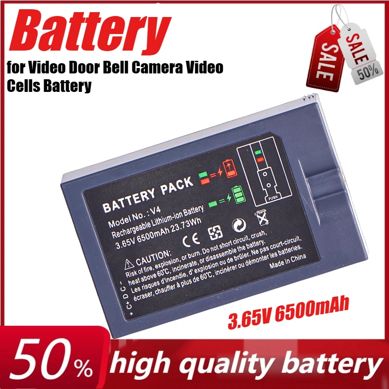 3.65V 6500mAh 23.73Wh Replacement Ring for Video Door Bell Camera Video Cells Lithium Battery Power Bank V4 Rechargeable
3.65V 6500mAh 23.73Wh Replacement Ring for Video Door Bell Camera Video Cells Lithium Battery Power Bank V4 Rechargeable
