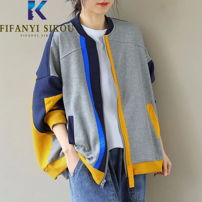 Spliced Bomber Jacket Women Spring Autumn Loose Fashion Zipper Patchwork Bomber Jacket Korean Casual Coat Female
Spliced Bomber Jacket Women Spring Autumn Loose Fashion Zipper Patchwork Bomber Jacket Korean Casual Coat Female