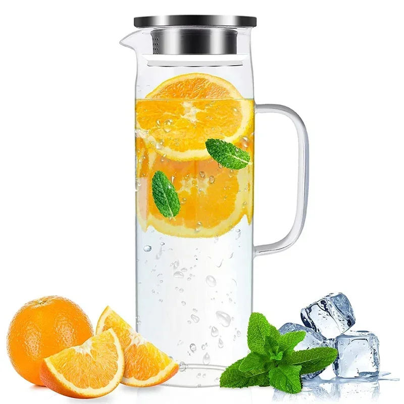 Glass Pitcher with Lid,1.5 Litre Glass Jug with Sealed Lid,Beverage Pitcher for Hot/Cold Water,Iced Tea and Juice Drink
Glass Pitcher with Lid,1.5 Litre Glass Jug with Sealed Lid,Beverage Pitcher for Hot/Cold Water,Iced Tea and Juice Drink