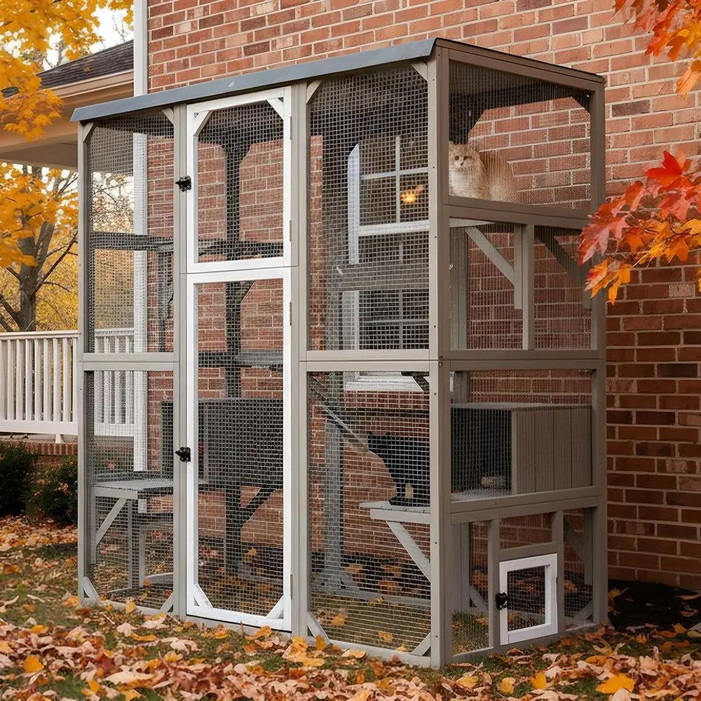 Large Outdoor Cat Catio Enclosures, Wooden Catio Window Cat Patio for Cats Feral with 5 Platforms, 2 Resting Rooms, Waterproof C
Large Outdoor Cat Catio Enclosures, Wooden Catio Window Cat Patio for Cats Feral with 5 Platforms, 2 Resting Rooms, Waterproof C