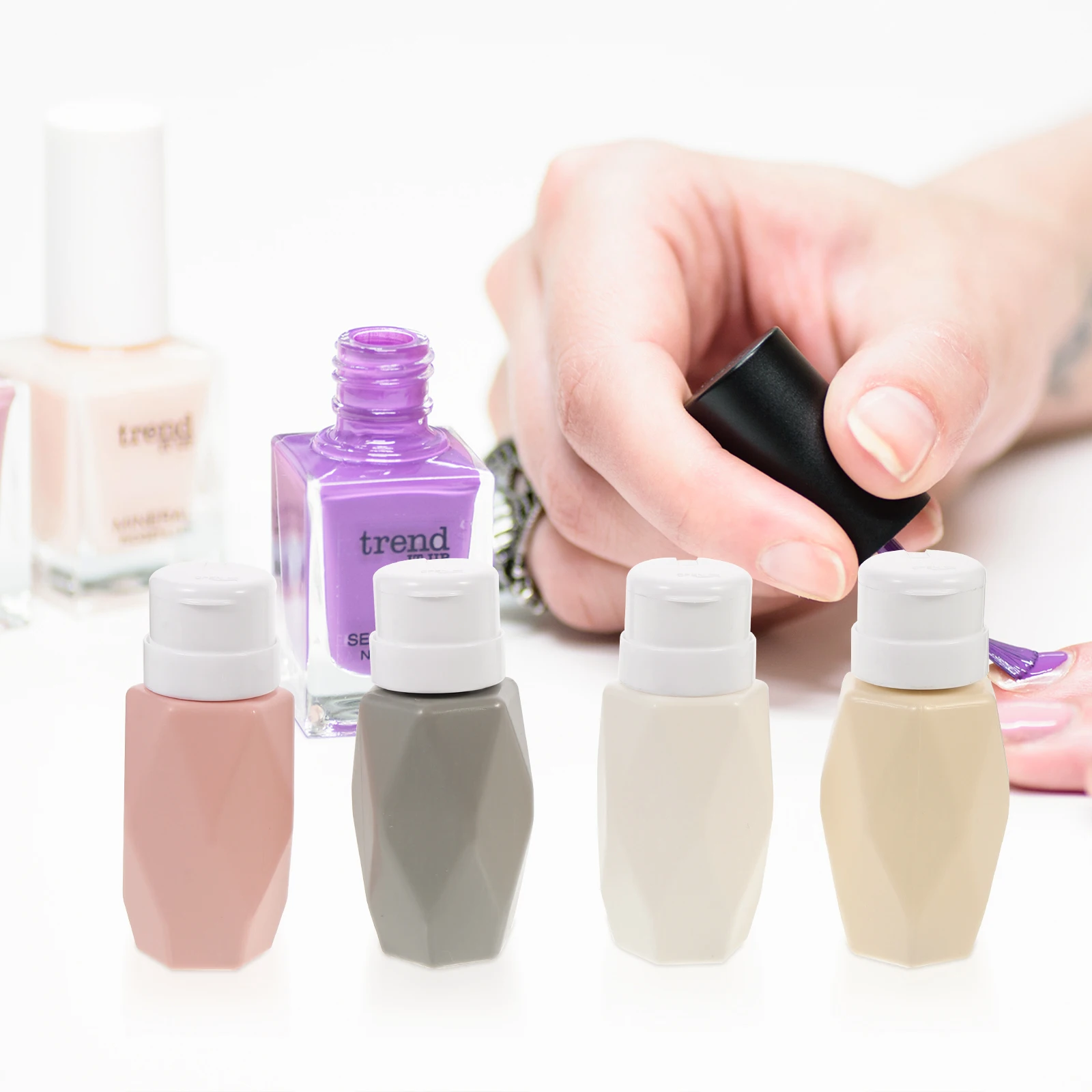 4 Pcs Press Bottle Lightweight Portable Leak Proof Plastic Liquid Dispensers for Nail Polish Remover Storage Travel Size
4 Pcs Press Bottle Lightweight Portable Leak Proof Plastic Liquid Dispensers for Nail Polish Remover Storage Travel Size