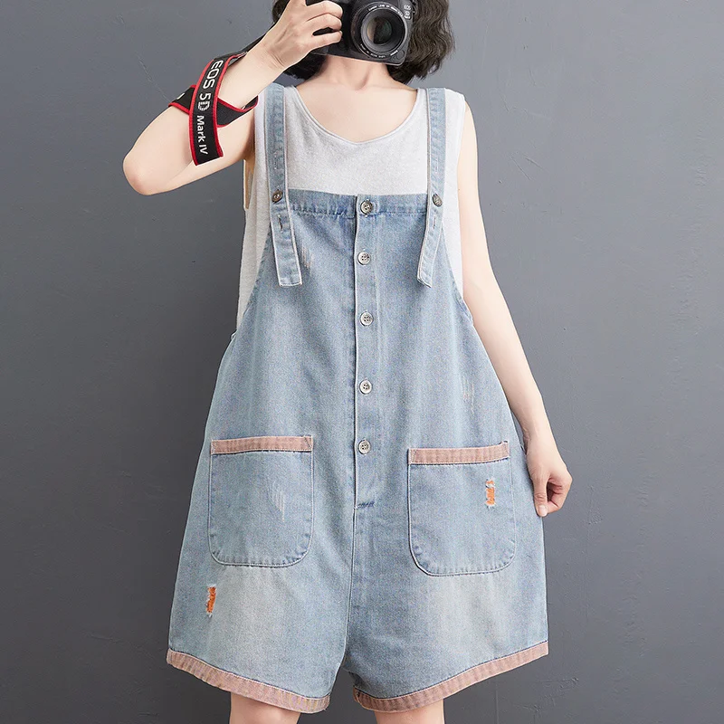 #2371 Summer Denim Playsuits Women Loose Wide Leg Playsuits Female Front Pockets Buttons Vintage Short Jumpsuits Ladies Rompers
#2371 Summer Denim Playsuits Women Loose Wide Leg Playsuits Female Front Pockets Buttons Vintage Short Jumpsuits Ladies Rompers