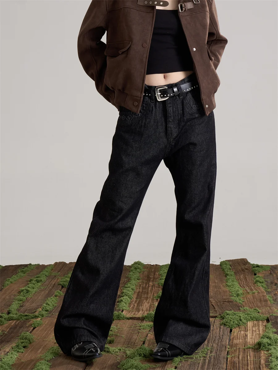 Retro American Flared Jeans Women's Black Original Denim Minimalist Style Loose Wide Leg Long Pants Spring 2026 Ladies Fashion
Retro American Flared Jeans Women's Black Original Denim Minimalist Style Loose Wide Leg Long Pants Spring 2026 Ladies Fashion