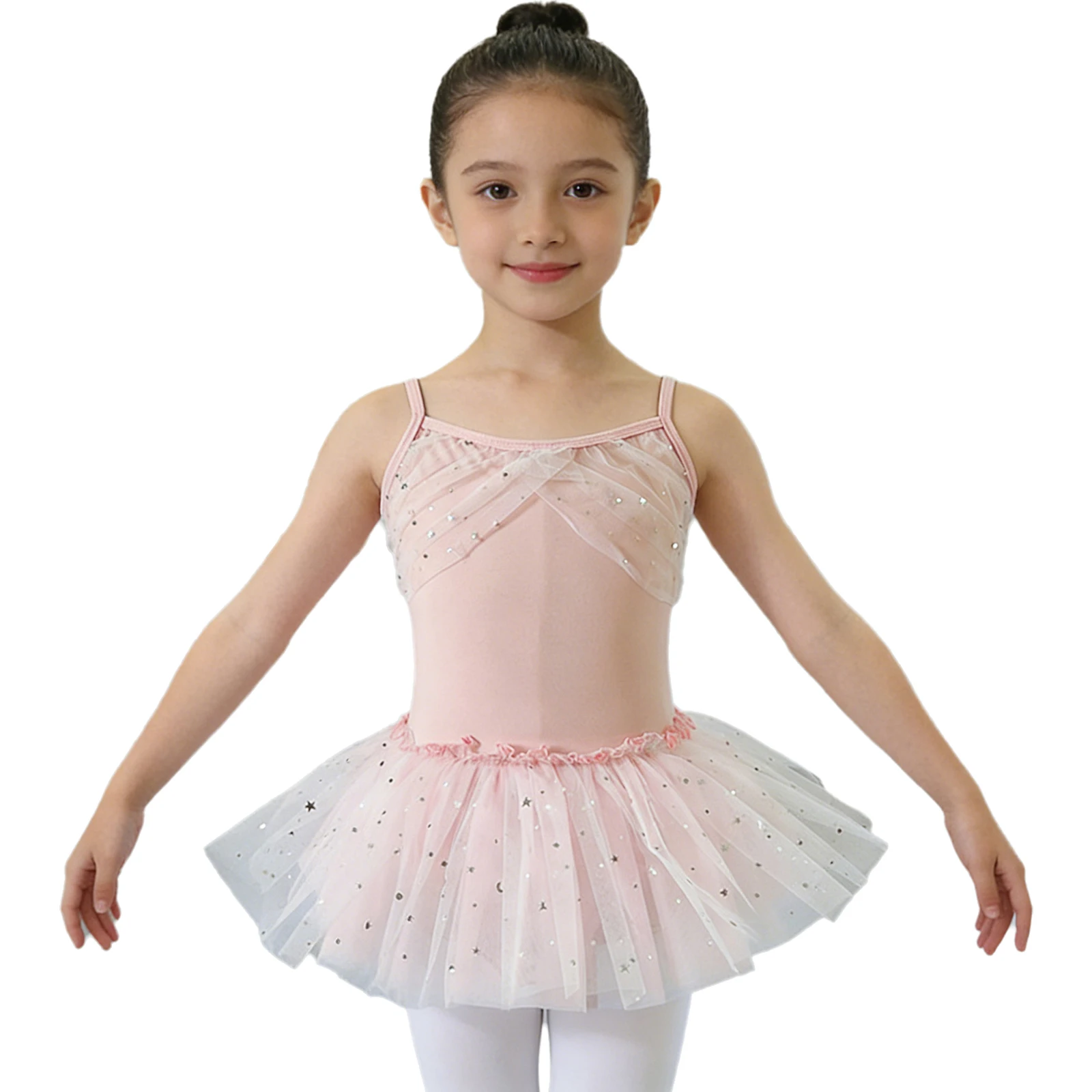 Kids Girls Spaghetti Strap Star Sequins Tulle Tutu Ballet Leotard Dress for Gymnastics Dance Training Stage Performance Bodysuit
Kids Girls Spaghetti Strap Star Sequins Tulle Tutu Ballet Leotard Dress for Gymnastics Dance Training Stage Performance Bodysuit