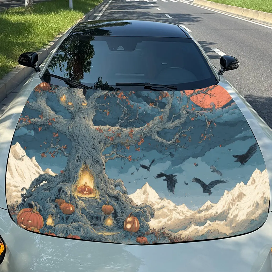 Halloween Tree with Pumpkins Car Engine Hood Vinyl Wraps Sticker, Trendy Auto Cover Decal, Waterproof Self-adhesive Vehicle Deca
Halloween Tree with Pumpkins Car Engine Hood Vinyl Wraps Sticker, Trendy Auto Cover Decal, Waterproof Self-adhesive Vehicle Deca