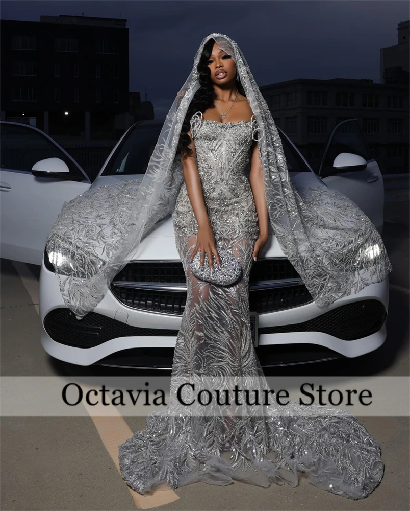Sparkly Silver Diamonds Long Prom Dresses 2025 Black Girl Beads Crystal Party Gown Formal Dresses Wedding Reception Customized
Sparkly Silver Diamonds Long Prom Dresses 2025 Black Girl Beads Crystal Party Gown Formal Dresses Wedding Reception Customized