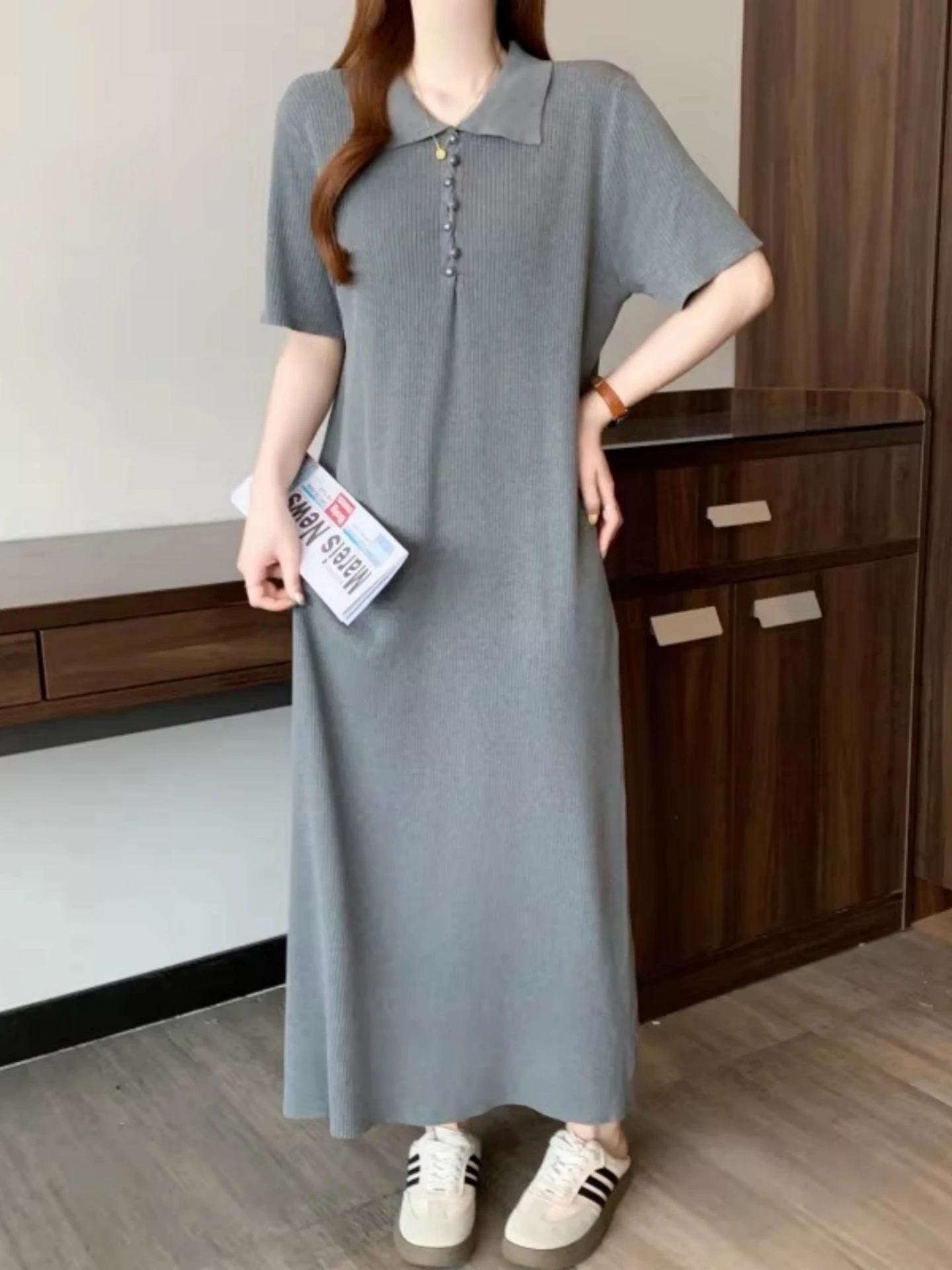 Collar Knitted Dress Women Summer New plus Size Casual Pear Shape Body Slimming Long Skirt High Waist Straight Cut Polye...
Collar Knitted Dress Women Summer New plus Size Casual Pear Shape Body Slimming Long Skirt High Waist Straight Cut Polye...