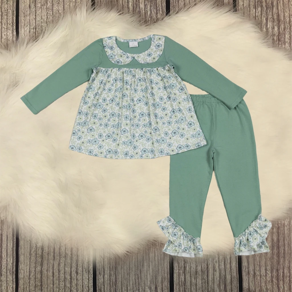 Boutique Toddler Baby Girl Clothing Green Long Sleeves Floral Tunic Ruffle Pants Outfits Kids Children Fall Winter Set Wholesale
Boutique Toddler Baby Girl Clothing Green Long Sleeves Floral Tunic Ruffle Pants Outfits Kids Children Fall Winter Set Wholesale