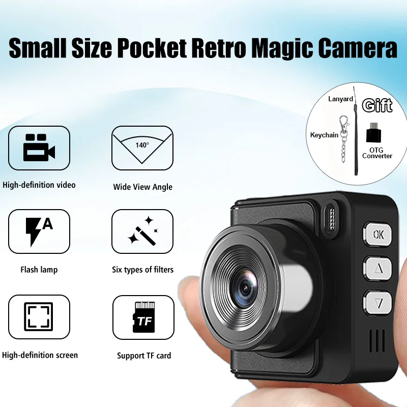 Vintage Keychain Camera with Flash Lamp Digital Camera for Kids Microcamera Automatic Loop Video Recording Mini Camcorders
Vintage Keychain Camera with Flash Lamp Digital Camera for Kids Microcamera Automatic Loop Video Recording Mini Camcorders