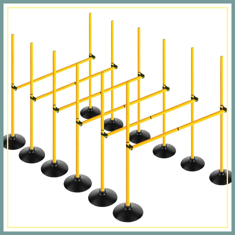 Adjustable Height Agility Hurdle Set, Multi-Function Soccer Training Poles with Rubber Base
Adjustable Height Agility Hurdle Set, Multi-Function Soccer Training Poles with Rubber Base