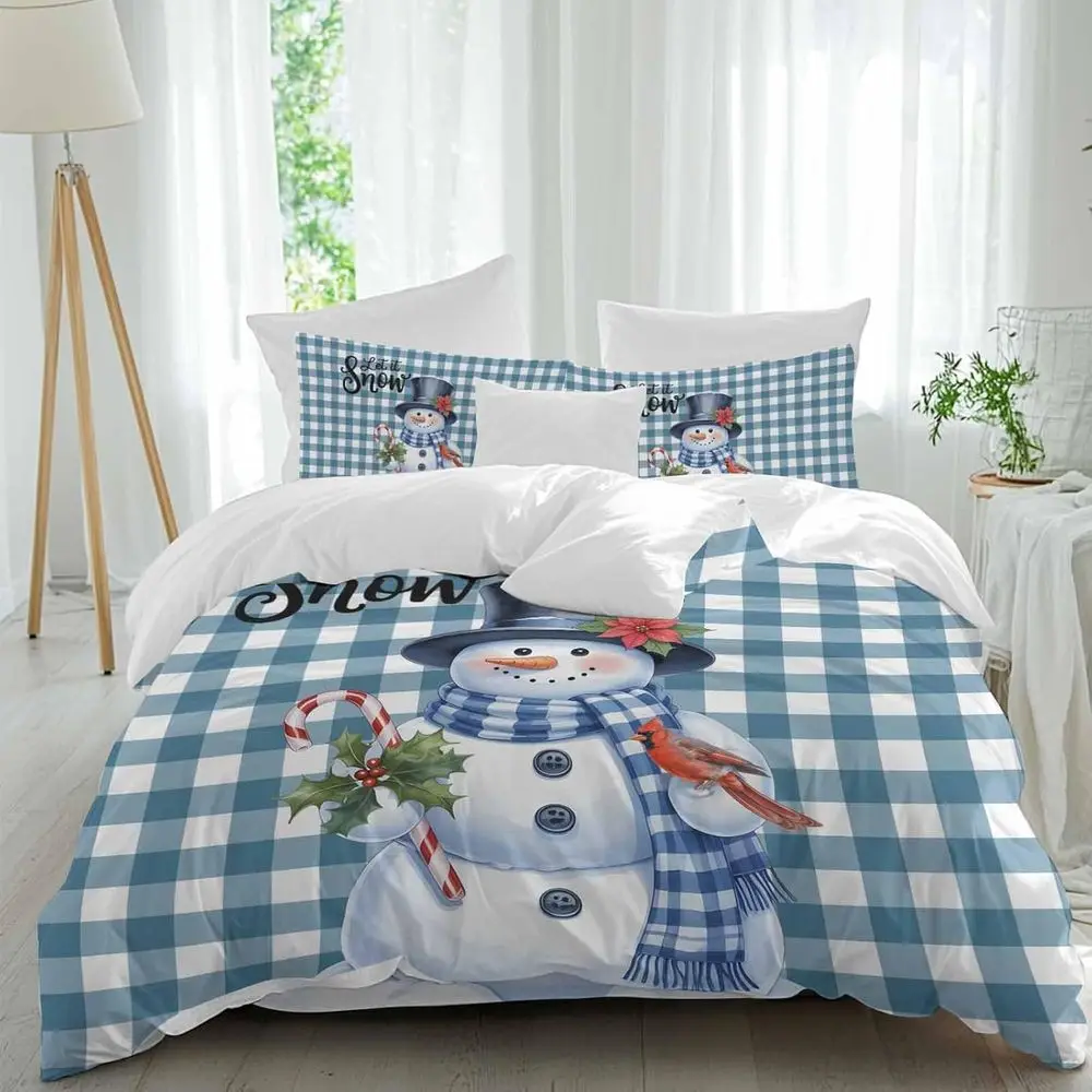 Chrisas man Sheet Set, Xmas man with Bird Holly Poinsettia Blue Plaid 4 Pieces Breathable Sot Duvet Cover Set Bedding Cozy Bed l
Chrisas man Sheet Set, Xmas man with Bird Holly Poinsettia Blue Plaid 4 Pieces Breathable Sot Duvet Cover Set Bedding Cozy Bed l