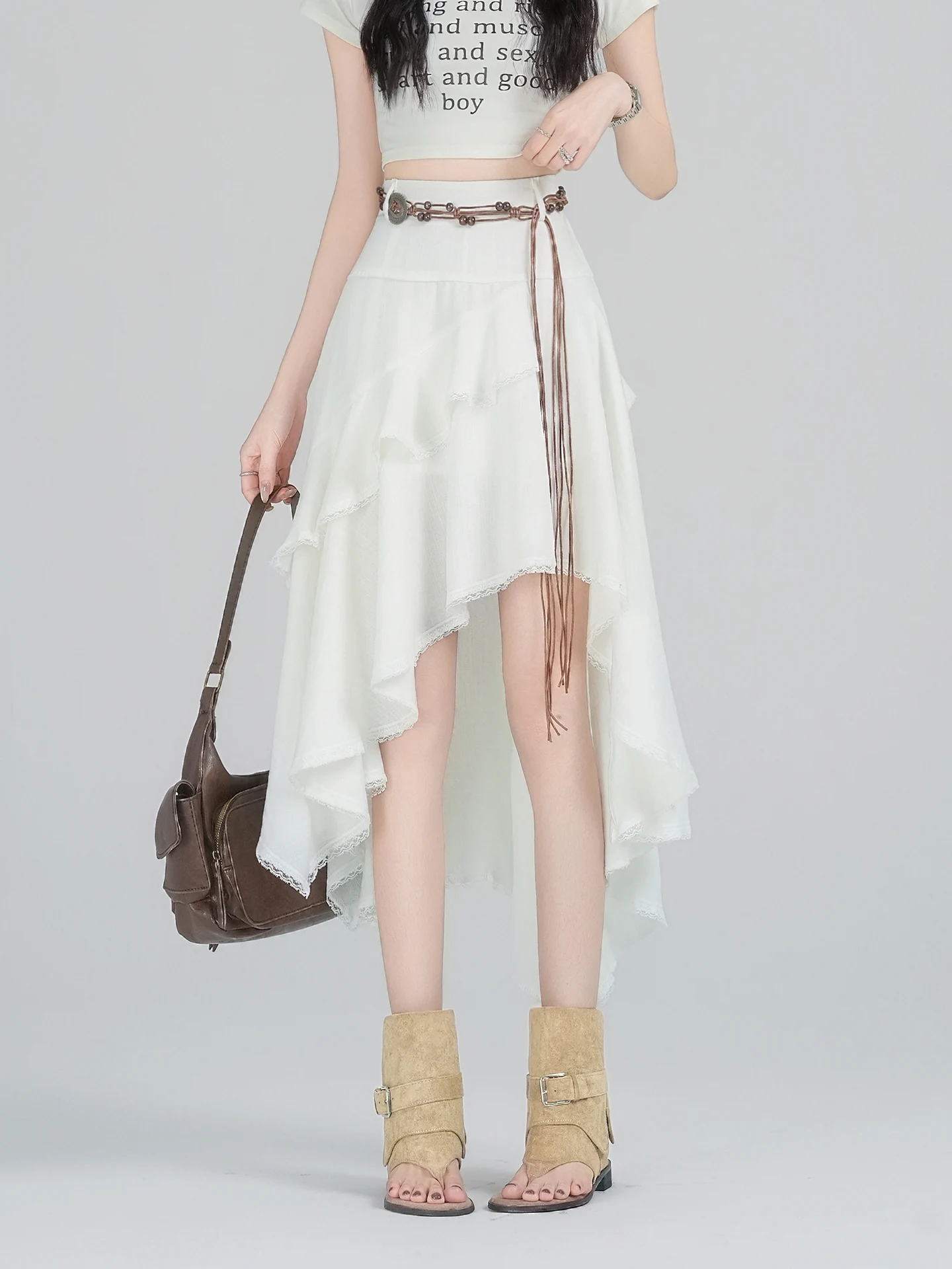 Bohemian Tassel Waist Belt Asymmetrical Skirt Women's Summer New Design Floating Skirt High Waist Korean Style Commute
Bohemian Tassel Waist Belt Asymmetrical Skirt Women's Summer New Design Floating Skirt High Waist Korean Style Commute