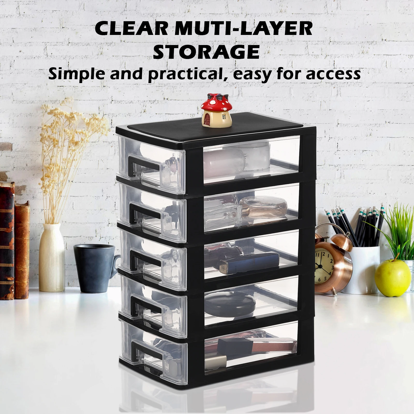 Clear Storage Drawers Transparent Box Desk Organizer Plastic Stackable Black Small Drawer Table Stationery Storage
Clear Storage Drawers Transparent Box Desk Organizer Plastic Stackable Black Small Drawer Table Stationery Storage