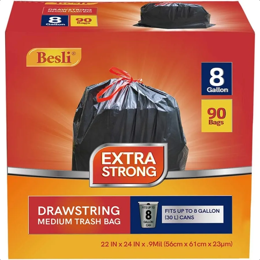8-галлонный черный мешок для мусора на шнурке, мешок для мусора, вкладыш для мусорного бака, 0,9 мил, 90 шт.
8-галлонный черный мешок для мусора на шнурке, мешок для мусора, вкладыш для мусорного бака, 0,9 мил, 90 шт.