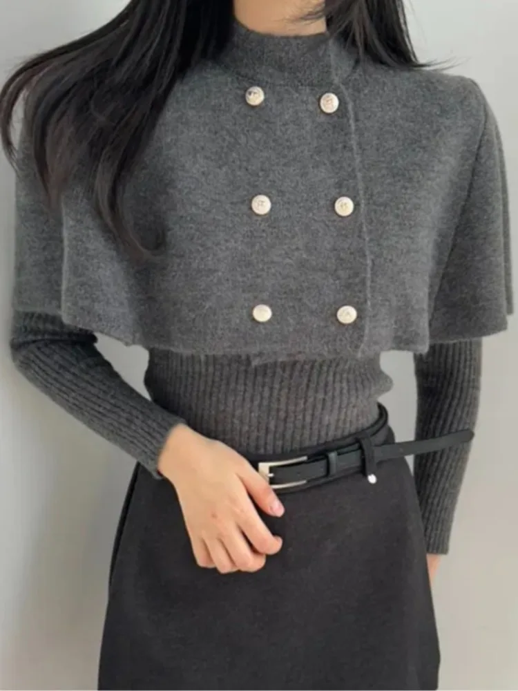 Faionable Knitted Slim Fit Base Layer Sweater Set Women's Autumn Winter Vintage Double Button Knit oulder Wrap Coat
Faionable Knitted Slim Fit Base Layer Sweater Set Women's Autumn Winter Vintage Double Button Knit oulder Wrap Coat