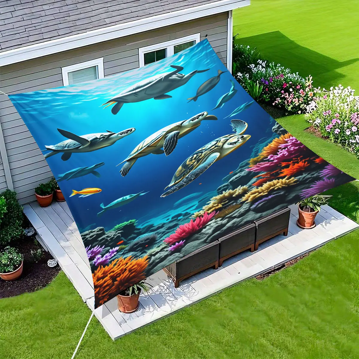 1-piece outdoor UV-resistant awning with coral reef and turtle graphics — waterproof, easy to install, spacious garden/poolsi
1-piece outdoor UV-resistant awning with coral reef and turtle graphics — waterproof, easy to install, spacious garden/poolsi