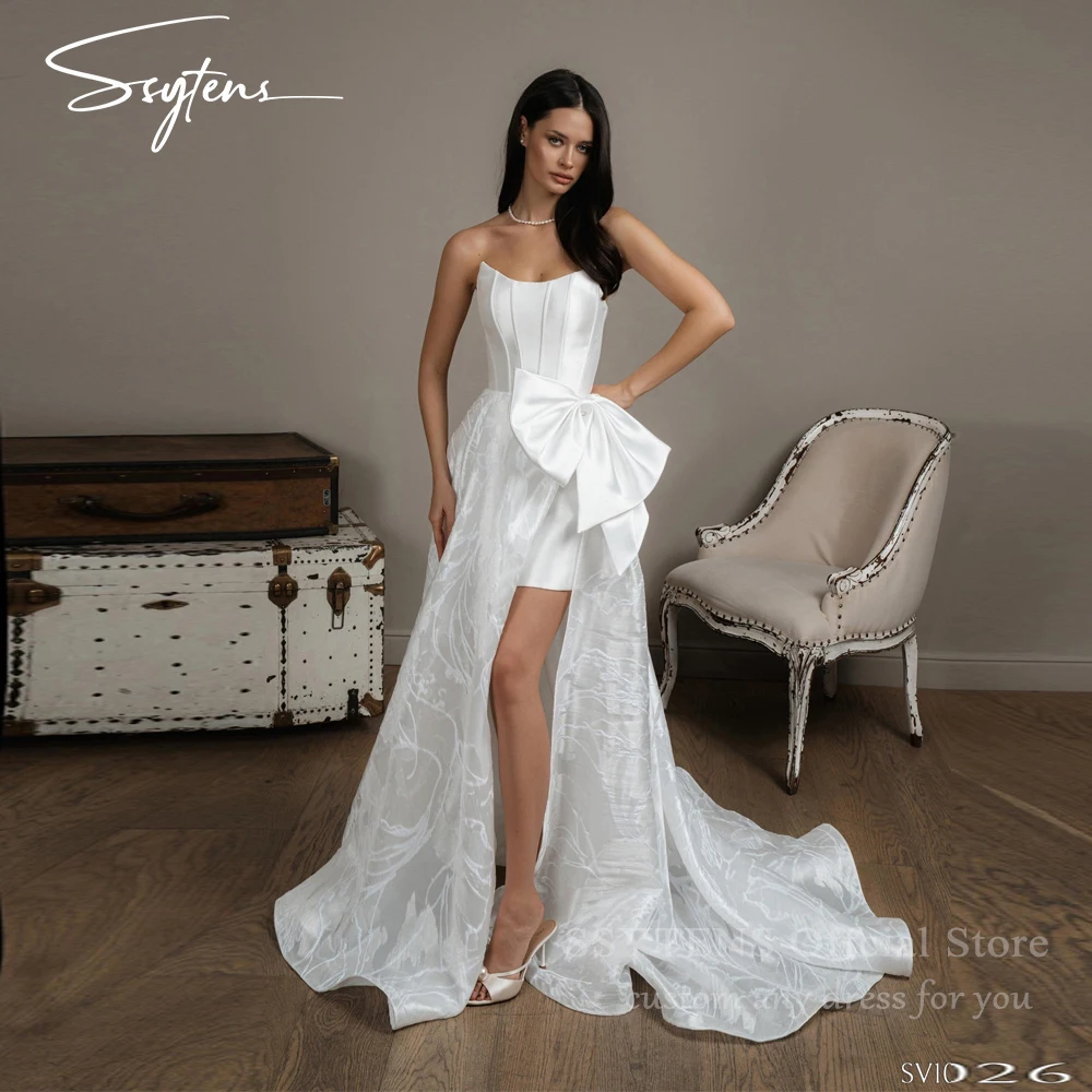 SSYTENS Modern Satin A-Line Wedding Dress Women Boat-Neck Bow Open Back Slit Lace Bridal Party Gowns Vestido De Noiva Customized
SSYTENS Modern Satin A-Line Wedding Dress Women Boat-Neck Bow Open Back Slit Lace Bridal Party Gowns Vestido De Noiva Customized