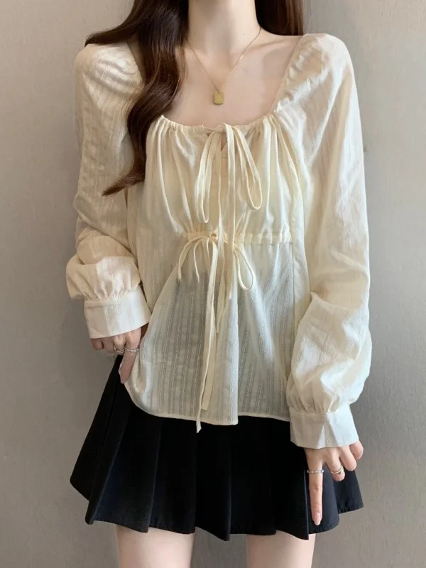 Stylish Knot Square Collar Shoulder Shirt Women's Beautiful Spring Summer New Style plus Size Doll Shirt Top
Stylish Knot Square Collar Shoulder Shirt Women's Beautiful Spring Summer New Style plus Size Doll Shirt Top