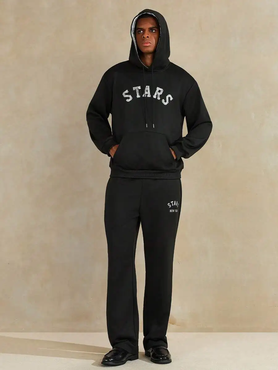 Mens Casual Letter Graphic Drawstring Hoodie And Pants Set Black
Mens Casual Letter Graphic Drawstring Hoodie And Pants Set Black