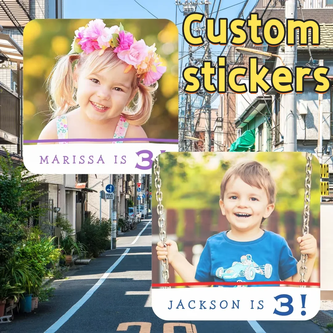 Customizable birthday/wedding decorative stickers, can include photos and names or text - unique personalized party gift labels
Customizable birthday/wedding decorative stickers, can include photos and names or text - unique personalized party gift labels