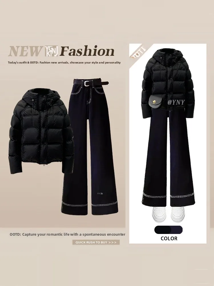 Winter Bla Cotton Women's High Waist Wide Leg Pants Loose Simple Sle Two Piece Set Faionable Outfit Combination
Winter Bla Cotton Women's High Waist Wide Leg Pants Loose Simple Sle Two Piece Set Faionable Outfit Combination