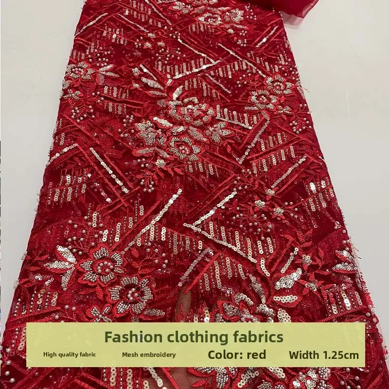 Mesh Lace Flower Sequins Embroidered Fabric for Cheongsam Wedding Dress Clothing Diy Clothby The Yard Sewing Material
Mesh Lace Flower Sequins Embroidered Fabric for Cheongsam Wedding Dress Clothing Diy Clothby The Yard Sewing Material