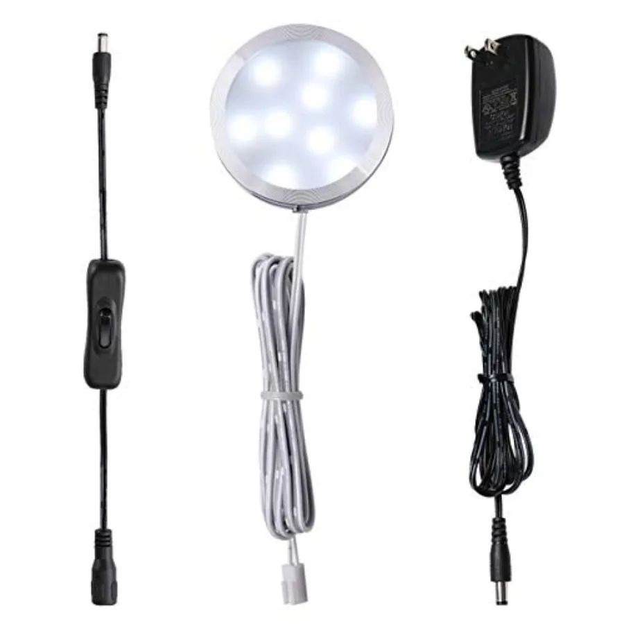 12V LED Under Cabinet Puck Lights Plug in, with Manual Switch, Single Puck LED Light for Closet, Counter, Showcase, 12Vdc Low V
12V LED Under Cabinet Puck Lights Plug in, with Manual Switch, Single Puck LED Light for Closet, Counter, Showcase, 12Vdc Low V