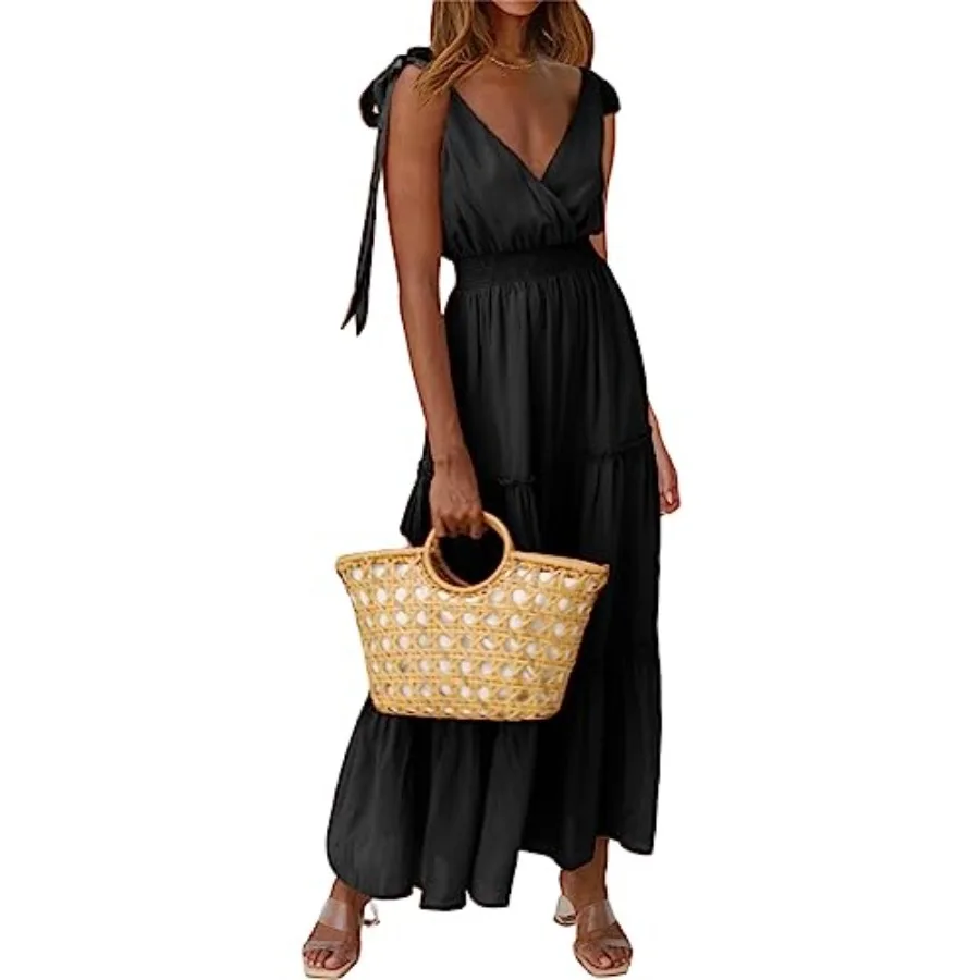 PRETTYGARDEN Women's Cross Neck Spring Sleeveless Tie Maxi Dress Beach Tie Strap Smocked Long Dresses Pleated Sundress
PRETTYGARDEN Women's Cross Neck Spring Sleeveless Tie Maxi Dress Beach Tie Strap Smocked Long Dresses Pleated Sundress