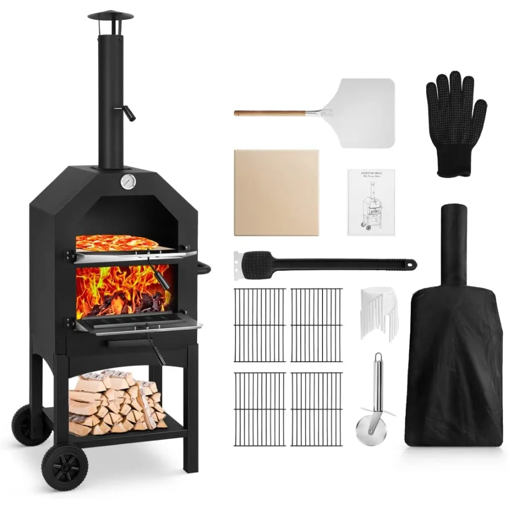EDOSTORY Outdoor Pizza Oven, Wood Fired Pizza Oven for Outside, Patio Pizza Maker with Stone, Peel, Grill Rack
EDOSTORY Outdoor Pizza Oven, Wood Fired Pizza Oven for Outside, Patio Pizza Maker with Stone, Peel, Grill Rack